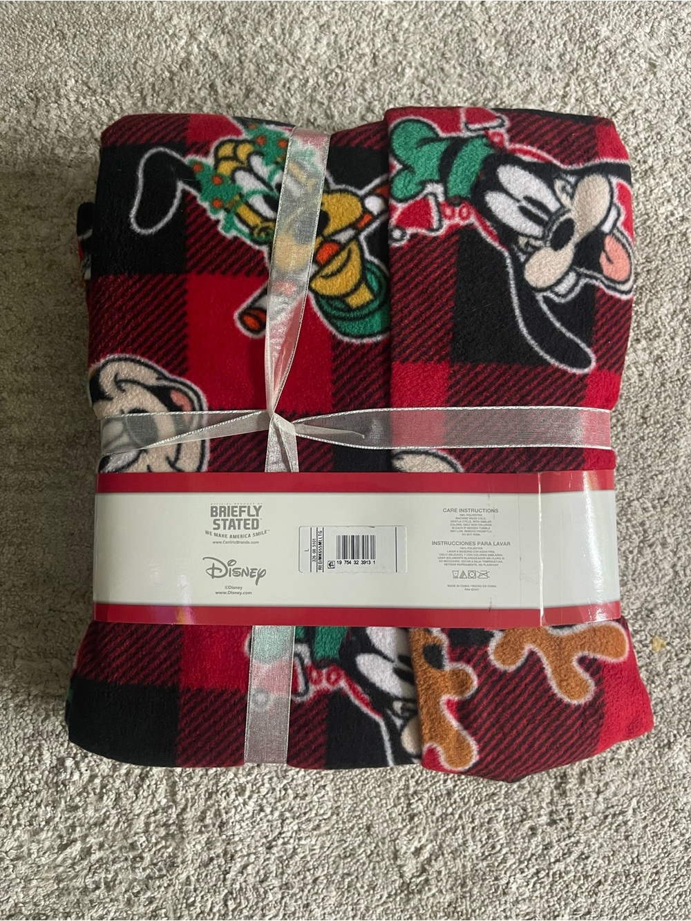 Disney Red and Black Plaid Holiday Pajama Set with Candy Cane Print - Picture 2 of 4